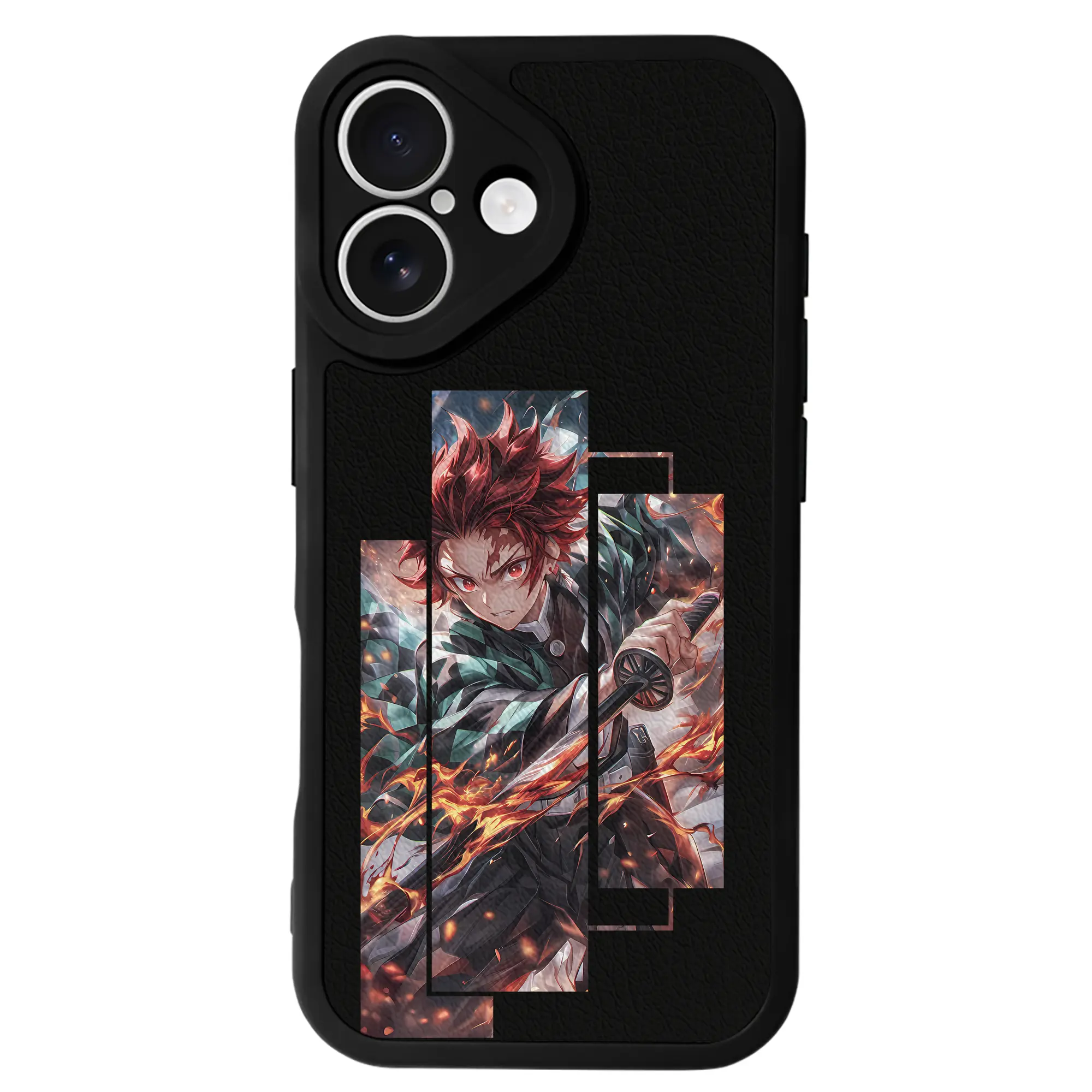 鬼滅の刃 グッズ,竈門 炭治郎 - IPhone 16シリーズ対応 ・ シリコンスマホケース ・ レザー調 ・ 高精度フィット ・ 耐衝撃 ・ ワイヤレス充電対応 ・ 精密カット